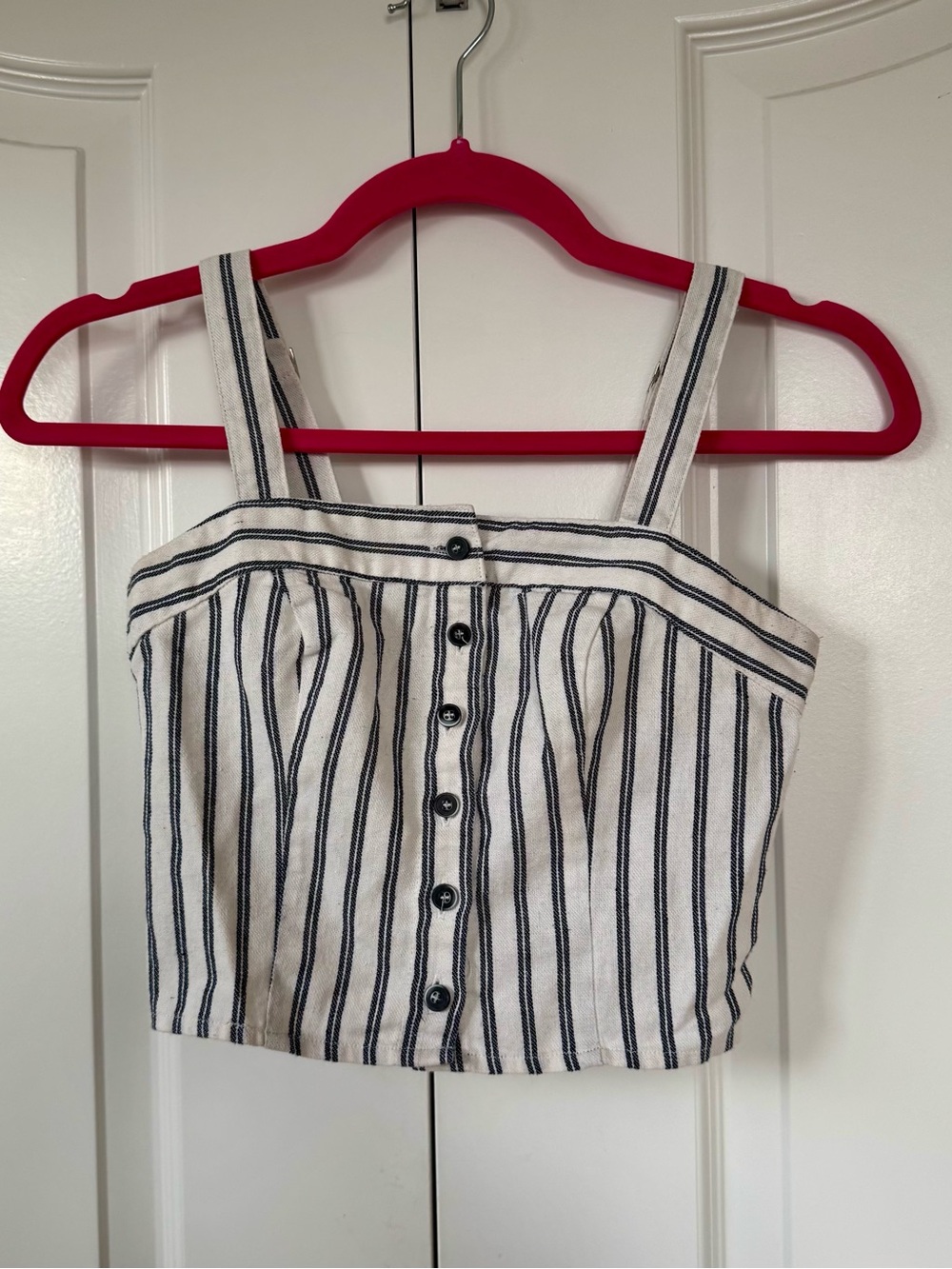 Ivy + Main Blue and White Button up Cropped Tank